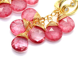 Серьги с розовым камнем рубиновый кварц в ювелирной огранке