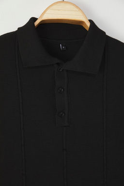 TRENDYOL MAN Siyah Regular Polo Yaka Dokulu Triko Polo Yaka T-shirt TMNSS25PO00042 - Trendyolmilla фото 2