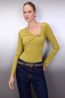 Yag Yesil Fitted/Vucuda Oturan Aksesuar Detayl? C?tc?tl? Esnek Orme Body TWOAW26BD00004