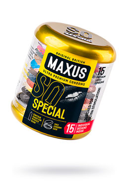 Презервативы Maxus, латекс, точечные, ребристые, железный кейс, 18 см, 5,3 см, 15 шт.