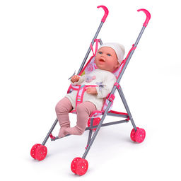 Коляска-трость для кукол, летняя, прогулочная, цвет розовый