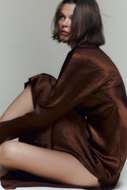 CRUMPLED PLEATED MIDI DRESS - Zara фото 4