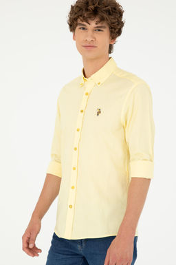 Мужская желтая базовая рубашка с длинным рукавом Неожиданная скидка в корзине - U.s. polo assn фото 3