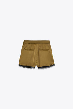 SATIN BERMUDA SHORTS WITH LACE TRIM - Zara фото 9