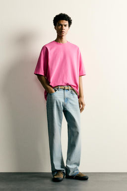 CAMISETA LAVADA RELAXED FIT B?SICA / Fucsia Oscuro