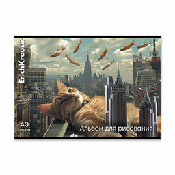 Цена за 5 шт. Альбом для рисования на скобе ErichKrause Big City Cats, А4, 40 листов_MIX-PACK  фото 4