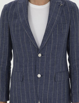 Льняная куртка узкого кроя цвета индиго - Cacharel фото 6