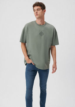 S?rt Bask?l? Haki Istanbul Tisort