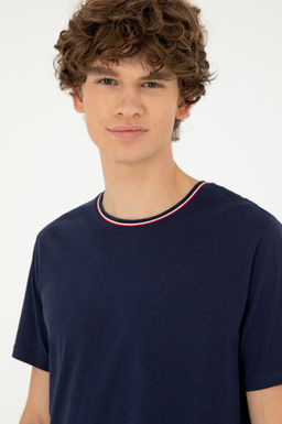Футболка мужская U.S. Polo Assn из хлопка темно-синяя фото 2