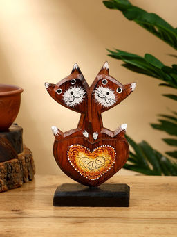 Сувенир «Кошачья парочка», 8×5×15 см, дерево, коричневый