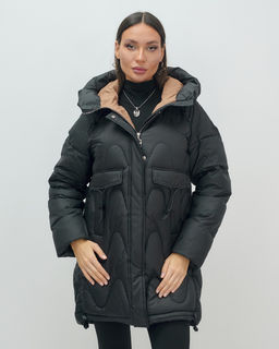 Куртка зимняя женская с капюшоном модная черного цвета 7653Ch - Visdeer фото 2