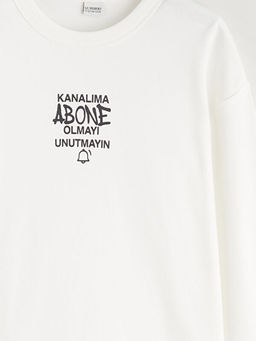Bisiklet Yaka Slogan Bask?l? Erkek ?ocuk Sweatshirt