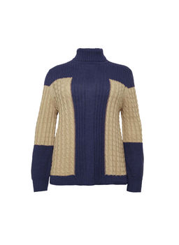 Пуловер, лилово-бежевый - Sheego фото 2