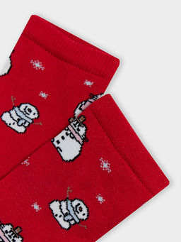 Цена за 5 пар! НОСКИ ДЕТСКИЕ КРАСНЫЕ СО СНЕГОВИКАМИ - Mark formelle фото 2