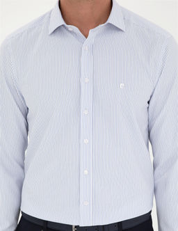 A__k Mavi Slim Fit Uzun Kollu G_mlek