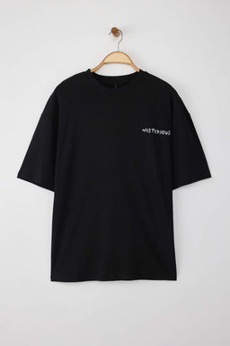TRENDYOL MAN Siyah Oversize/Genis Kesim %100 Pamuklu S?rt Bask?l? T-Shirt TMNSS22TS0913 - Trendyolmilla фото 7