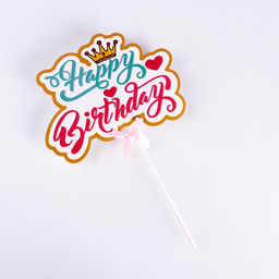 Топпер Happy Birthday.Корона, розовый с голубым, с бантиком, Дарим красиво  фото 2