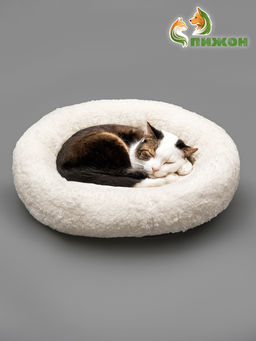 Лежанка для собак и кошек Уют, мягкий мех, 50 х 42 х 11 см, молочная - Пижон фото 6