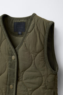 CONTRAST NYLON AND CORDUROY GILET - Zara фото 3