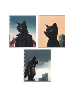 Цена за 4 шт. Тетрадь 48 листов в клетку на гребне, Calligrata «Чёрный Кот», МИКС