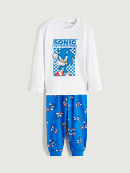 Sonic Bask?l? Erkek ?ocuk Pijama Tak?m
