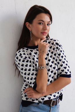 10040 Топ вязаный с сердечками синий - Martichelli фото 5