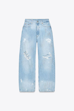TRF RIPPED BAGGY MID-WAIST JEANS - Zara фото 7