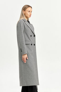 Пальто женское демисезонное 26102 (серый/ёлочка)