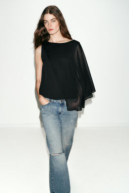 BLUSA COMBINADA CAPA / Negro - Zara фото 5