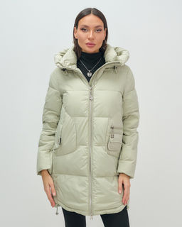 Куртка зимняя женская с капюшоном модная салатового цвета 3193Sl - Visdeer фото 8