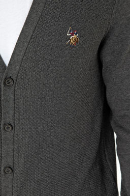 Мужской базовый трикотажный кардиган антрацитового меланжа - U.s. polo assn фото 7