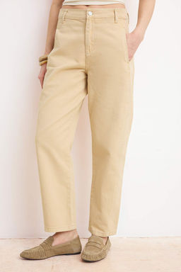 Bej Dikis Detayl? Yuksek Bel %100 Pamuk Baggy Jeans TWOSS26JE00202 - Trendyolmilla фото 5