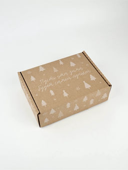 Цена за 2 шт. Коробка сборная новогодняя «Ёлочки», бурая, 27 × 21 × 9 см