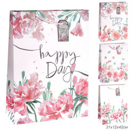 Цена за 12 шт. Пакет подарочный 31x42x12см Цветы / 5157XL /уп 12/300/