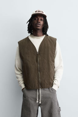 QUILTED GILET WITH TOPSTITCHING - Zara фото 2