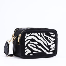 Сумка женская кросс-боди на молнии, 18×7×16 см, с животным принтом, чёрная