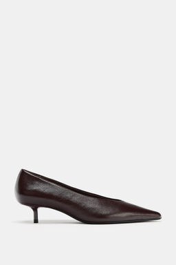LEATHER KITTEN HEEL SHOES - Zara фото 8