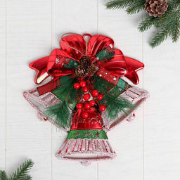 Украшение новогоднее «Зимнее волшебство. Колокольчик», 28×28 см, красное