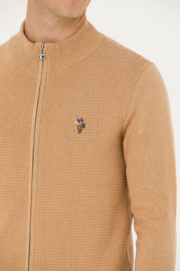 U. S. Polo Assn Мужской базовый трикотажный кардиган песочного меланжа - U.s. polo assn фото 20
