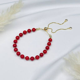 Браслет регулируемый из Коралла - Радуга самоцветов фото 2