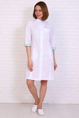 Халат женский 196 ТС. Цвет: белый и зеленое яблоко - Стильб фото 6