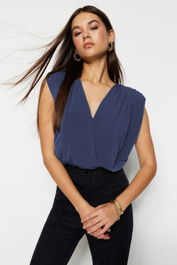 TRENDYOLMILLA Tarc?n Vatkal? Kruvaze Yaka Esnek C?tc?tl? Orme Body TWOSS23BD00007  фото 41
