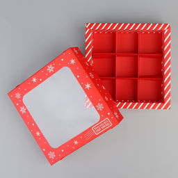 Цена за 5 шт. Коробка под 9 конфет «Новогодний подарок», 14.5×14.5×3.5 см
