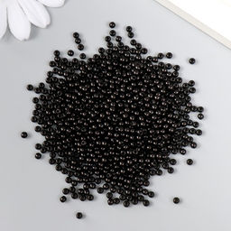 Бусины «Рукоделие» пластик, диаметр 3 мм, 25 г, черный