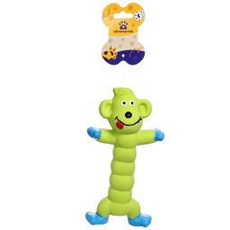 Игрушка резиновая для собак с пищалкой "МОЙ БРО", обезьянка, цвет зеленый, 19*10*5,5 (лейбл)