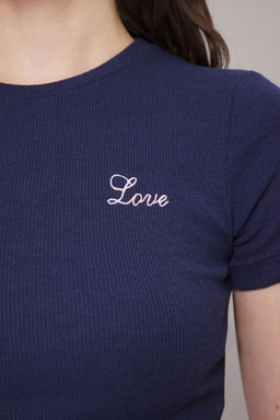 Ekru Slogan Nak?sl? Kontrast Biye Detayl? Regular Boy Fitilli Esnek Orme Bluz TWOSS25BZ00372 - Trendyolmilla фото 11