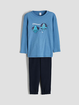 Bask?l? Erkek ?ocuk Ti??rt ve Pantolon 2li