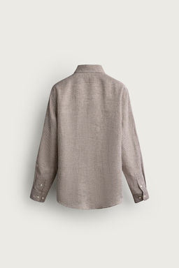 CAMISA REGULAR FIT CUADROS 100% LINO / Tostado - Zara фото 6