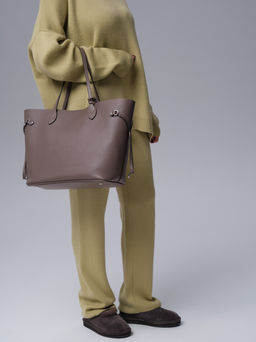 Сумка кожаная шоппер Deboro 30890 тауп