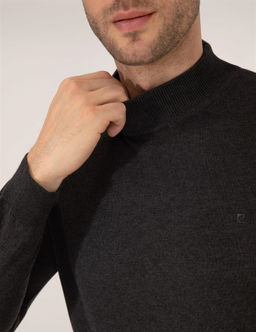 Antrasit Melanj Slim Fit Yar_m Bal_k__ Yaka Basic Triko Kazak - Pierre cardin фото 7